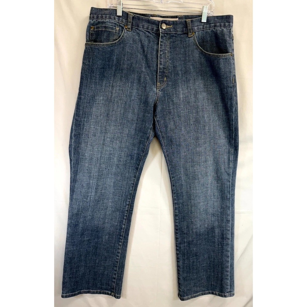 Cutter & Buck Straight Jeans Mens 36 Blue Denim Cotton Stretch Logo Medium Wash